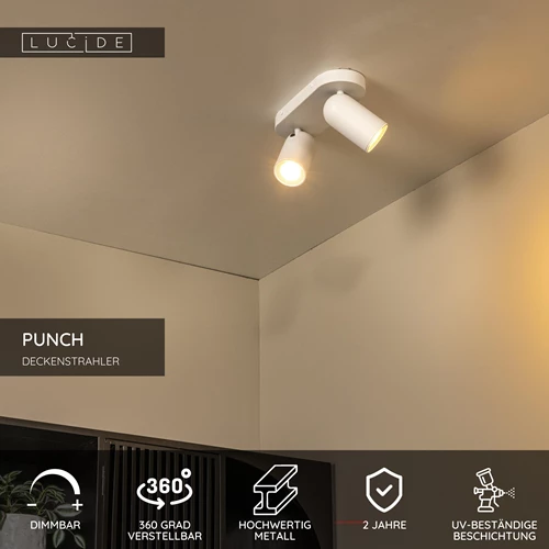 Lucide PUNCH - Deckenstrahler - 2xGU10 - Weiß - USP